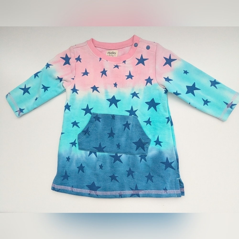 ✨HOST PICK✨NWT Hatley Baby (9-12 mnths) Pink&Blue Ombre Stars French Terry Dress